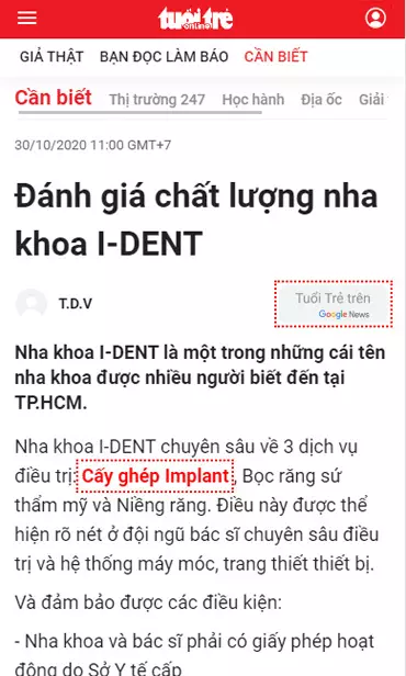 báo chí đưa tin về nha khoa i-dent