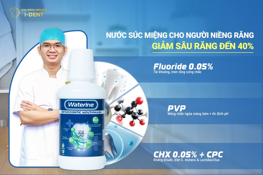 Nước súc miệng Waterine Ortho giúp giảm nguy cơ sâu răng cho người niềng răng
