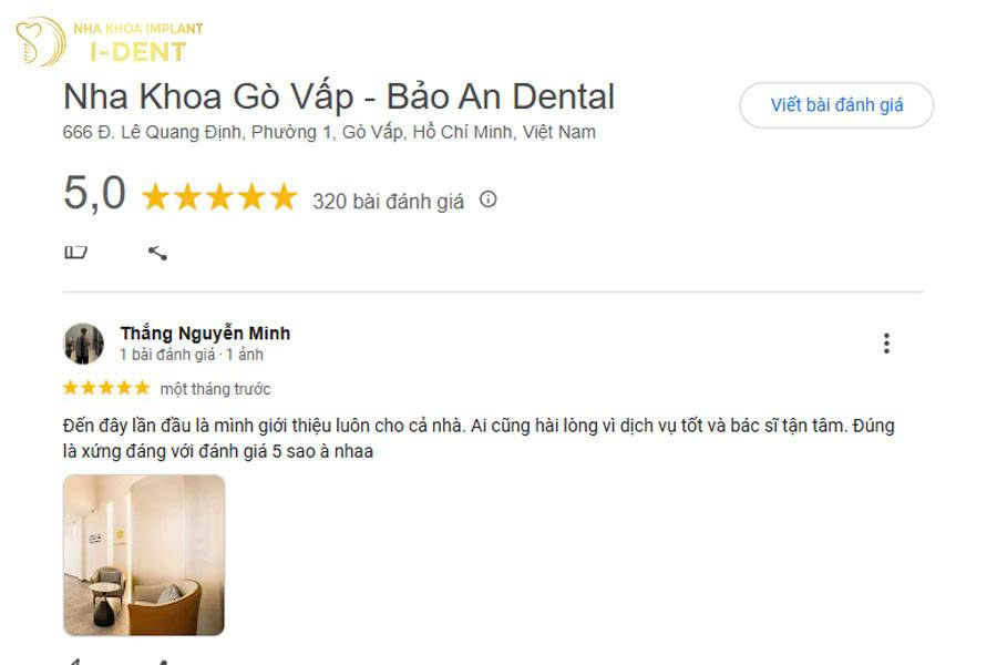 nha khoa Gò Vấp được xếp hạng cao nhất