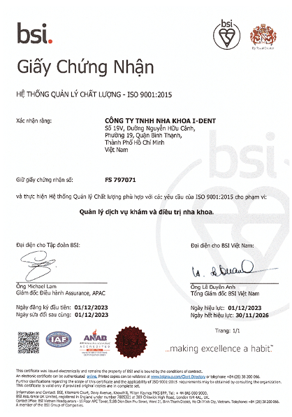 I Dent Cam Kết Luôn Theo Tiêu Chuẩn Chất Lượng Vương Quốc Anh I Dent Cam Kết Luôn Theo Tiêu Chuẩn Chất Lượng Vương Quốc Anh